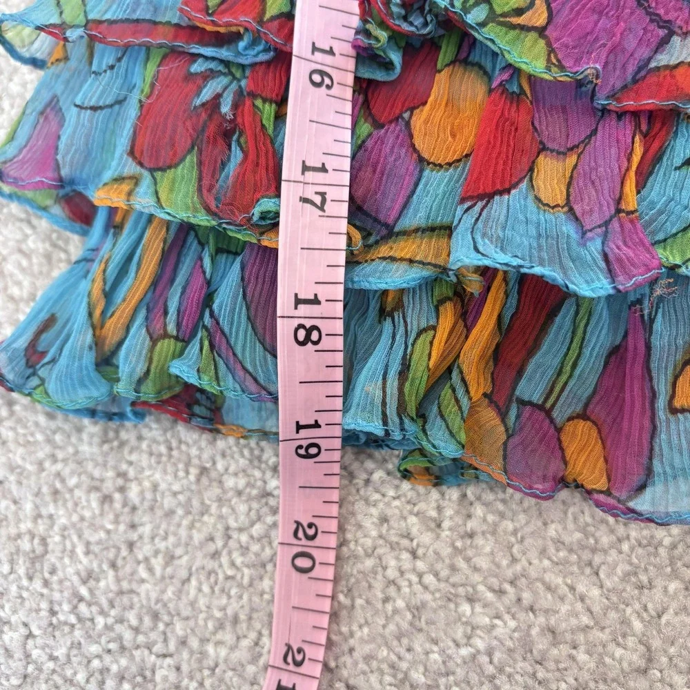 Womens Ruffle Floral Hobo Bag Chiffon Blue Boho Festival Colorful Tiered